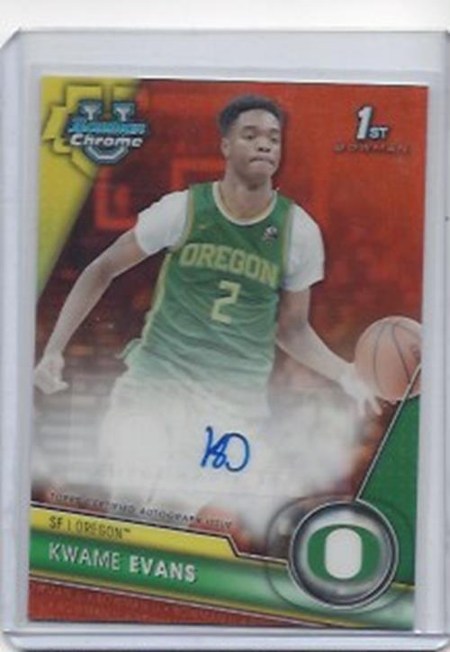 KWAME EVANS 2023-24 BOWMAN CHROME UNIVERSITY 1ST ORANGE REFRACTOR AUTO #D 5/25
