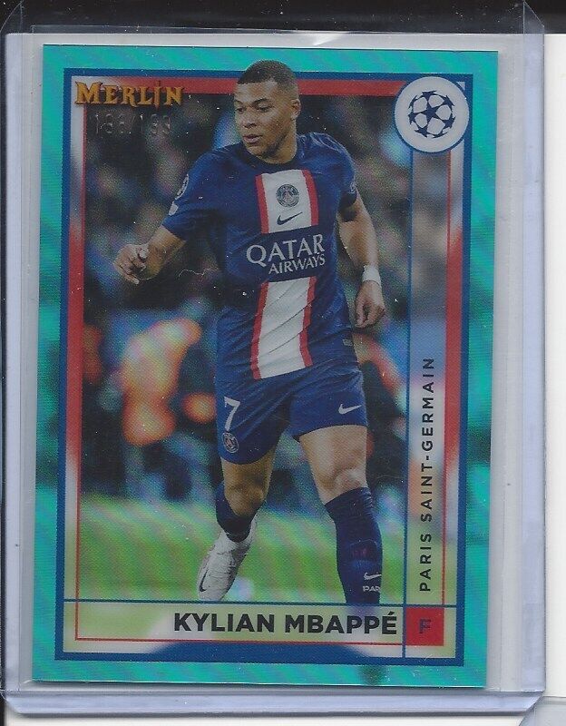 KYLIAN MBAPPE 2022-23 TOPPS MERLIN CHROME AQUA REFRACTOR #D 198/199