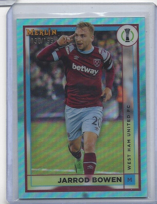 JARROD BOWEN 2022-23 TOPPS MERLIN CHROME AQUA REFRACTOR #D 130/199