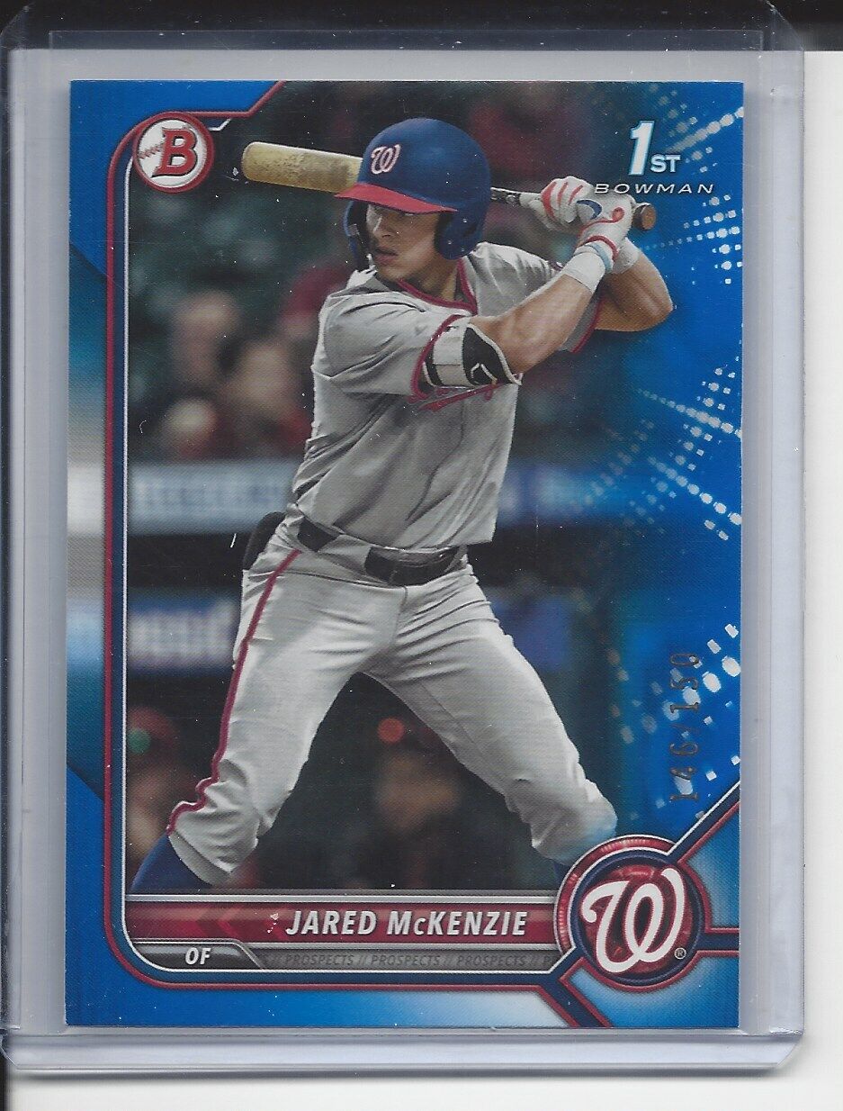 JARED MCKENZIE 2022 BOWMAN DRAFT 1ST BLUE PROSPECT #D 146/150