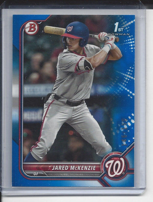 JARED MCKENZIE 2022 BOWMAN DRAFT 1ST BLUE PROSPECT #D 146/150