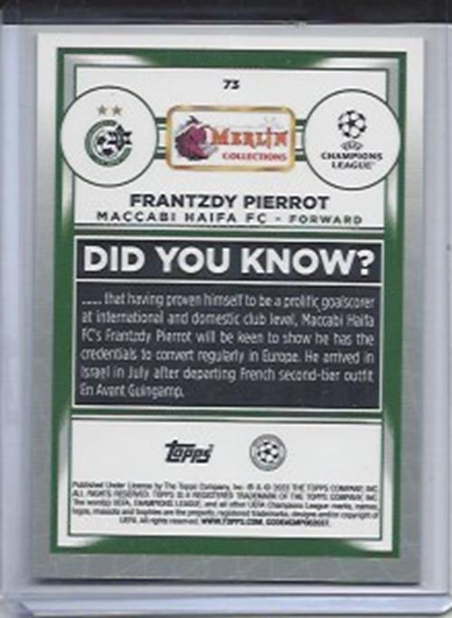 FRANTZDY PIERROT 2022-23 TOPPS MERLIN CHROME ROSE GOLD SHIMMER REFRACTOR RC /299
