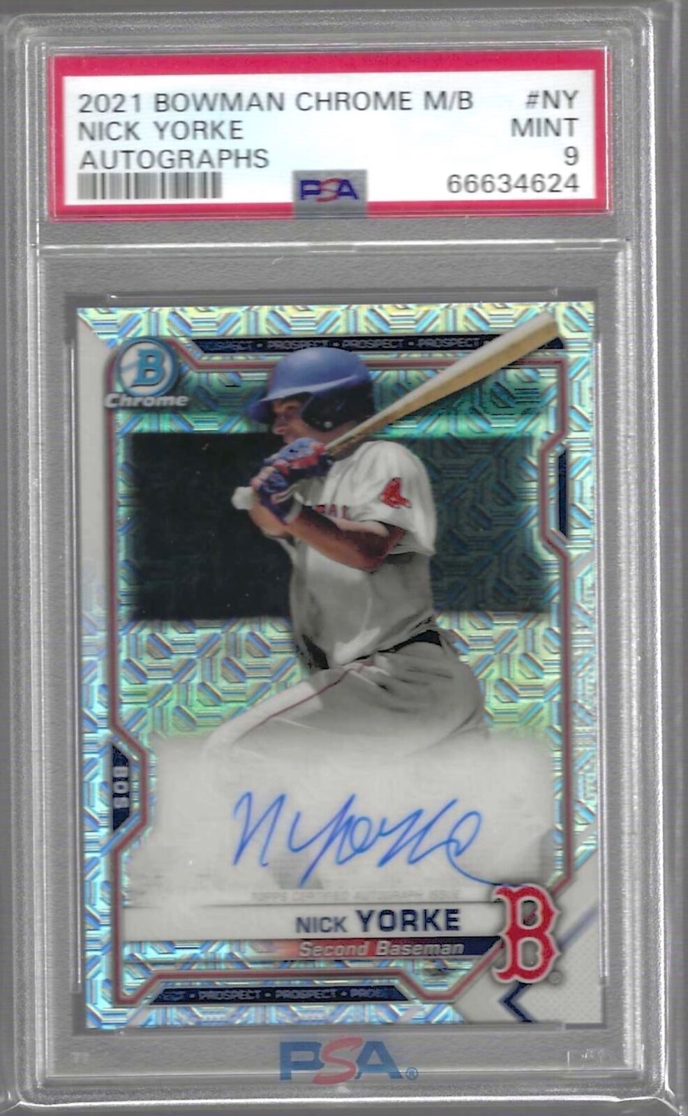 NICK YORKE 2021 BOWMAN CHROME MEGA REFRACTOR PROSPECT AUTO #BCMA-NY PSA 9 POP 7
