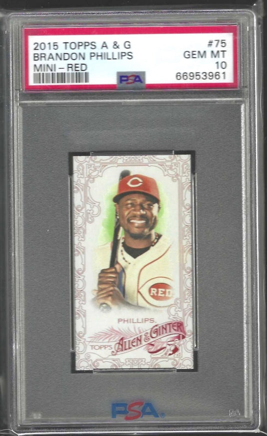 BRANDON PHILLIPS 2015 TOPPS ALLEN AND GINTER RED MINI #D /49 PSA 10 GEM POP 1/1