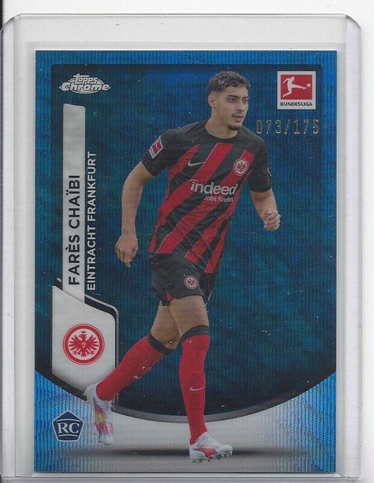 FARES CHAIBI  2023-24 TOPPS CHROME BUNDESLIGA BLUE WAVE REFRACTOR RC #D 73/175