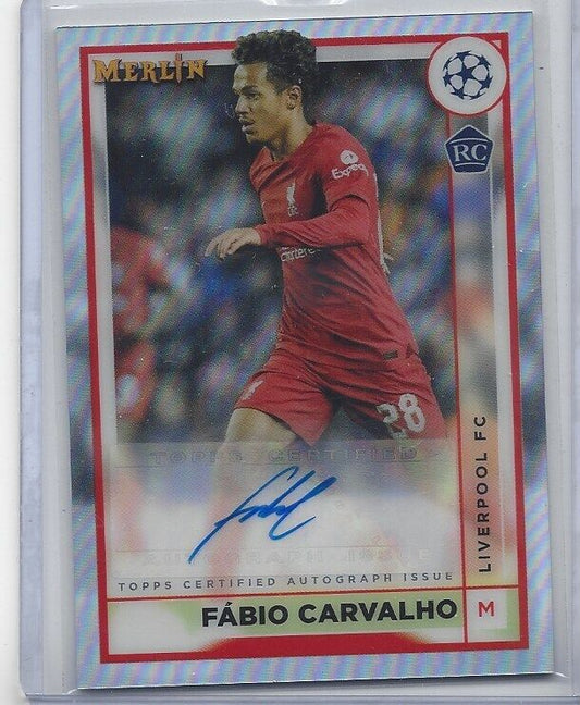 FABIO CARVALHO 2022-23 TOPPS MERLIN CHROME LIVERPOOL REFRACTOR AUTO RC