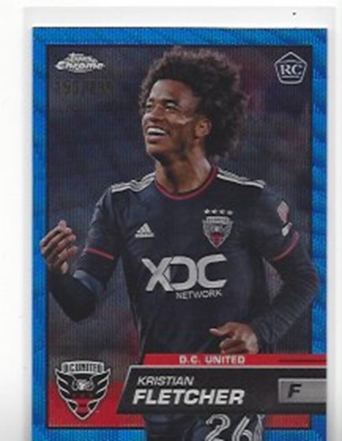 KRISTIAN FLETCHER 2023 TOPPS CHROME MLS BLUE WAVE ROOKIE REFRACTOR RC #D /199