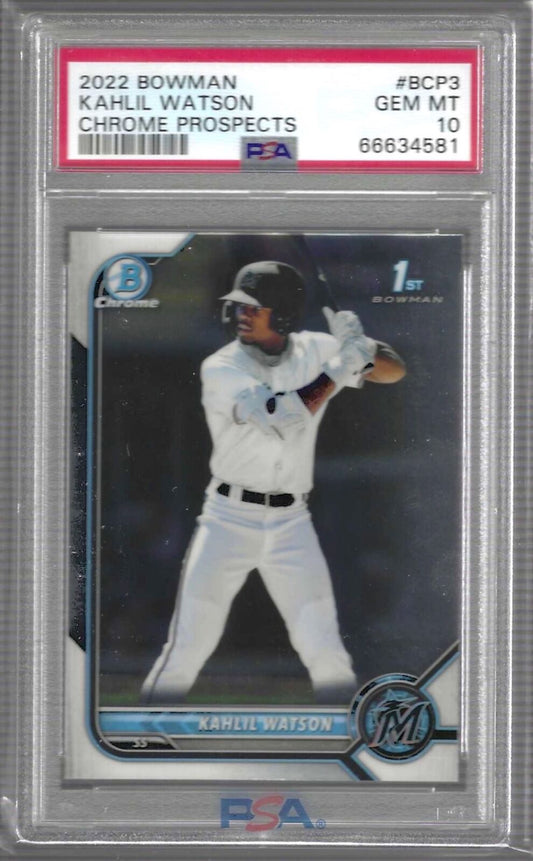 KAHLIL WATSON 2022 BOWMAN CHROME 1ST PROSPECT #BCP-3 PSA 10 GEM MINT