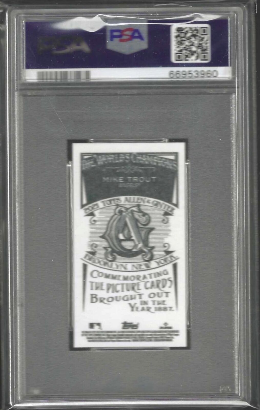 MIKE TROUT 2021 ALLEN AND GINTER NO NUMBER SP /50 MINI #32 PSA 10 GEM POP 1/1