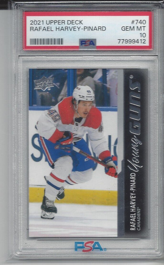 RAFAEL HARVEY-PINARD 2021-22 UPPER DECK YOUNG GUNS RC #740 PSA 10 GEM MINT