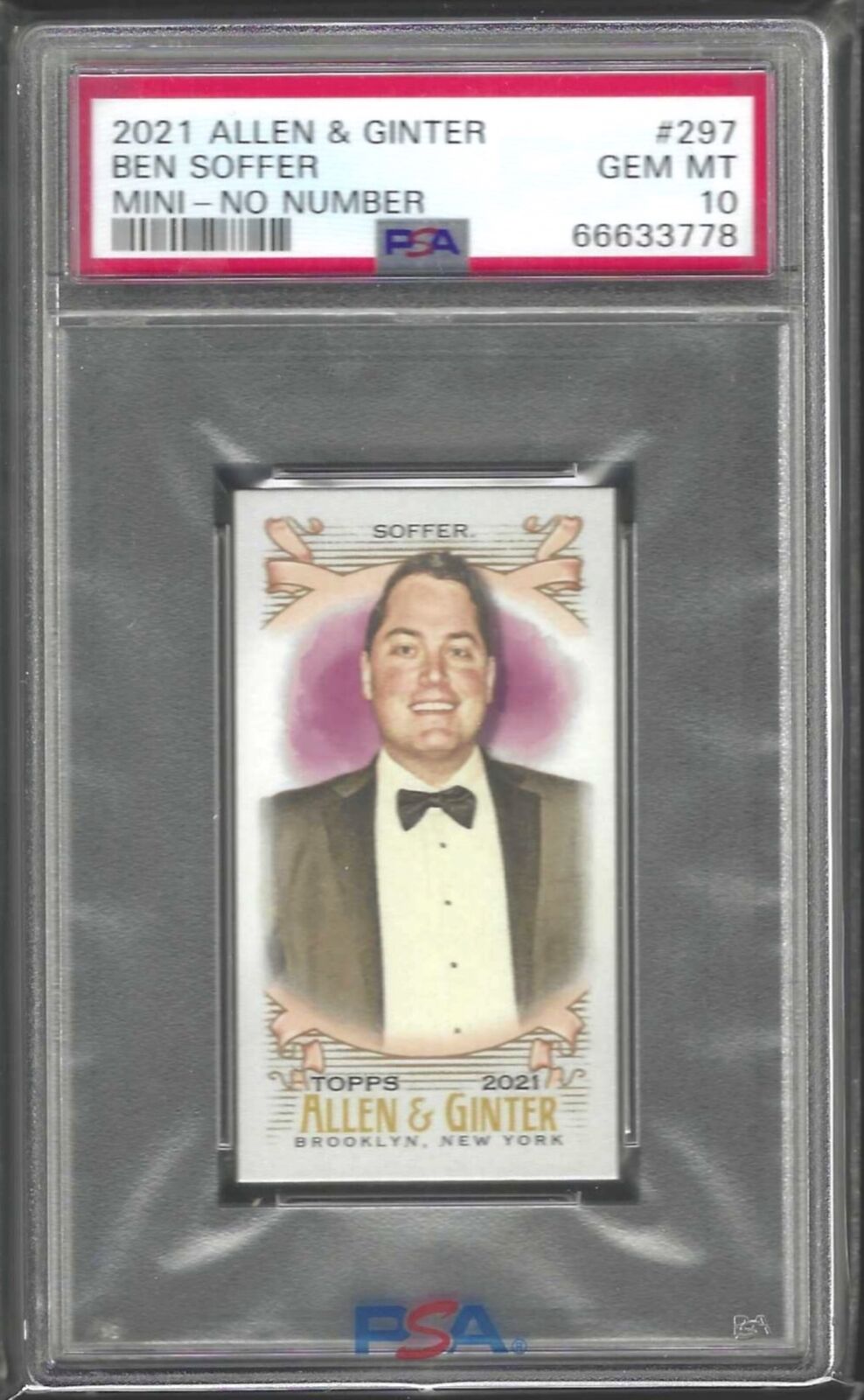 BEN SOFFER 2021 ALLEN AND GINTER NO NUMBER MINI /50 SP #297 PSA 10 GEM POP 1/1