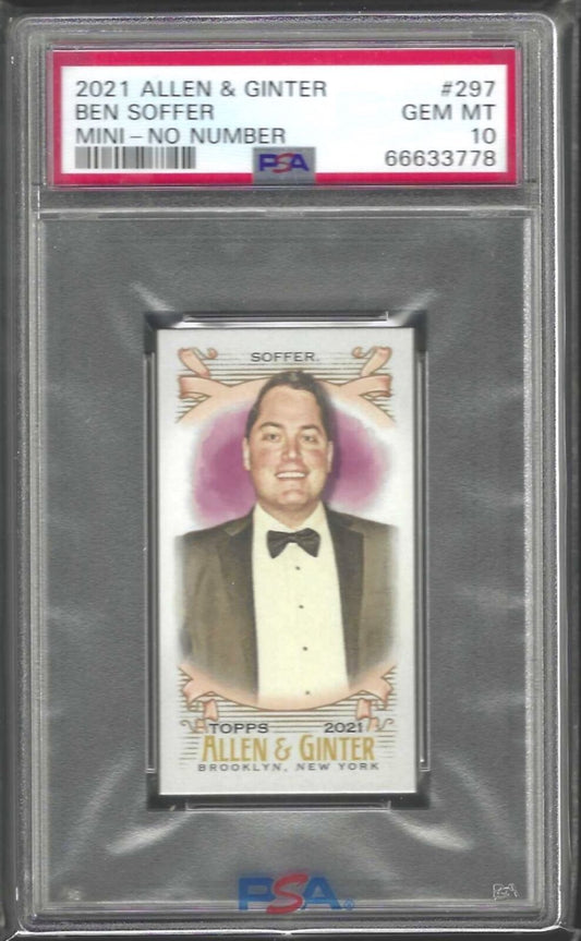 BEN SOFFER 2021 ALLEN AND GINTER NO NUMBER MINI /50 SP #297 PSA 10 GEM POP 1/1