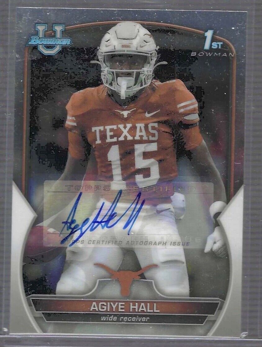 AGIYE HALL 2022 BOWMAN UNIVERSITY CHROME 1ST PROSPECT AUTO #90