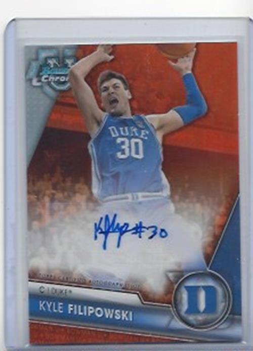 KYLE FILIPOWSKI 2023-24 BOWMAN CHROME UNIVERSITY ORANGE REFRACTOR AUTO #D 16/25