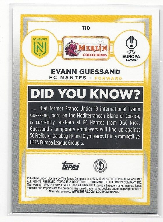 EVANN GUESSAND 2022-23 TOPPS MERLIN CHROME SPECKLE REFRACTOR RC #D 118/150