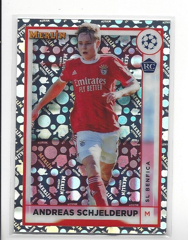 ANDREAS SCHJELDERUP 2022-23 TOPPS MERLIN CHROME VINTAGE SP REFRACTOR RC #143