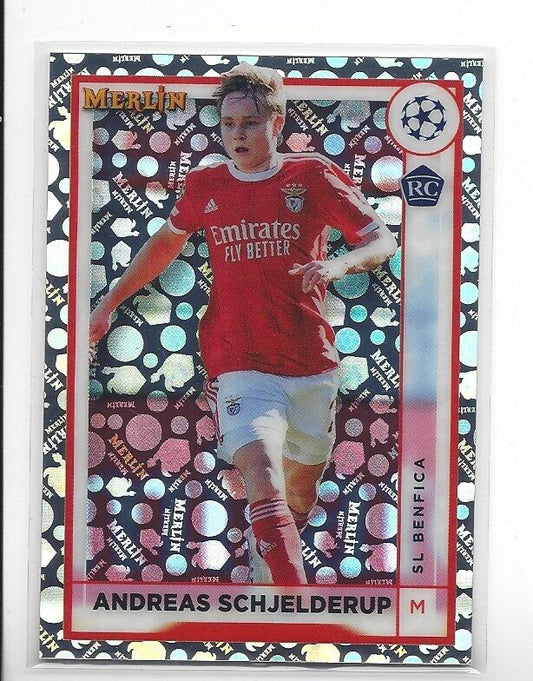 ANDREAS SCHJELDERUP 2022-23 TOPPS MERLIN CHROME VINTAGE SP REFRACTOR RC #143