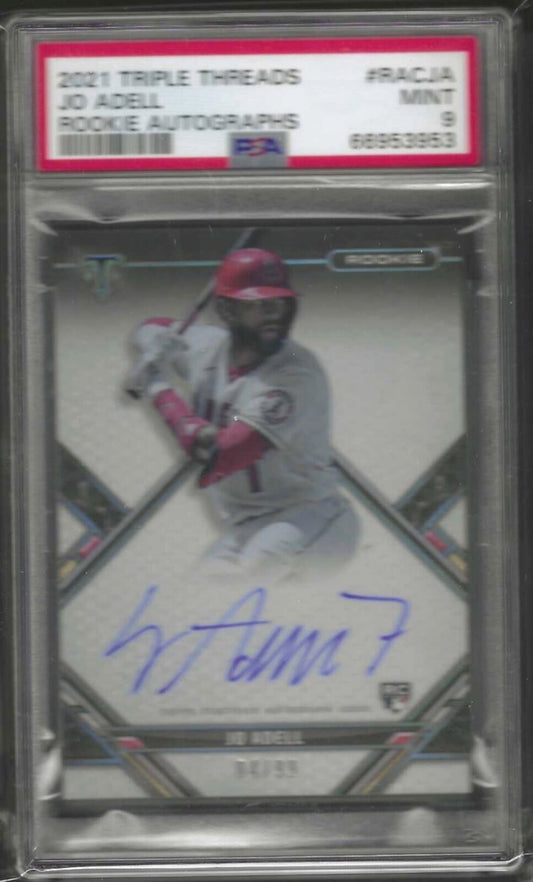JO ADELL 2021 TOPPS TRIPLE THREADS ROOKIE AUTO RC /99 PSA 9 MINT POP 2