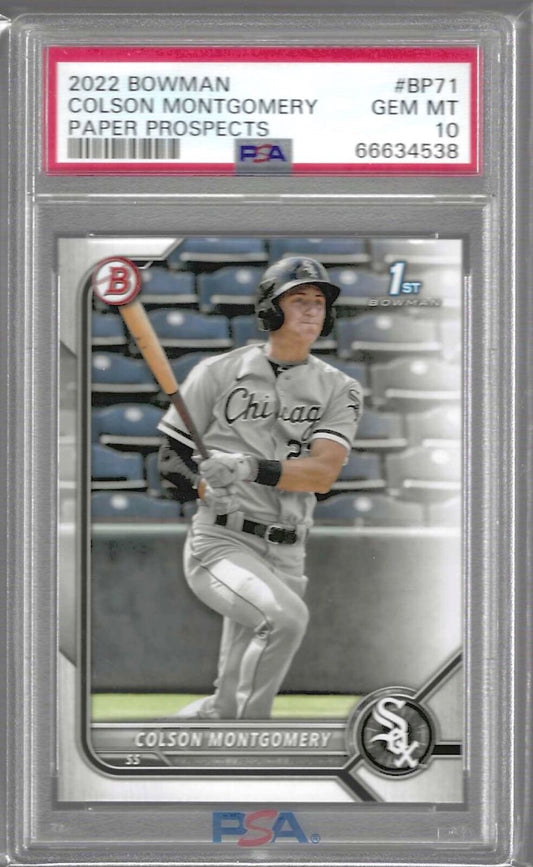 COLSON MONTGOMERY 2022 BOWMAN PAPER 1ST PROSPECT #BP-71 PSA 10 GEM MINT POP 17