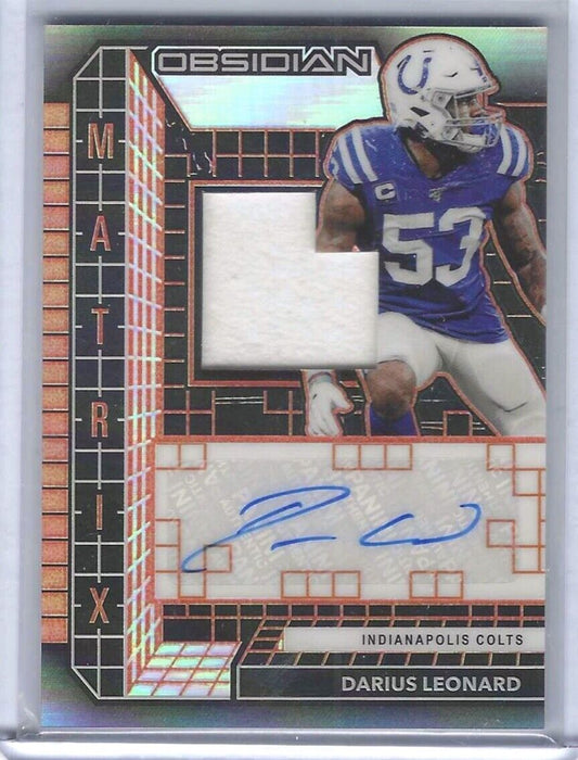 DARIUS LEONARD 2020 PANINI OBSIDIAN ORANGE ETCH MATRIX PATCH AUTO #D 13/75