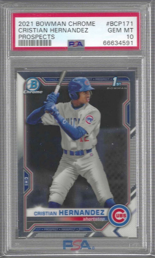 CRISTIAN HERNANDEZ 2021 BOWMAN CHROME 1ST PROSPECT #BCP-171 PSA 10 GEM MINT