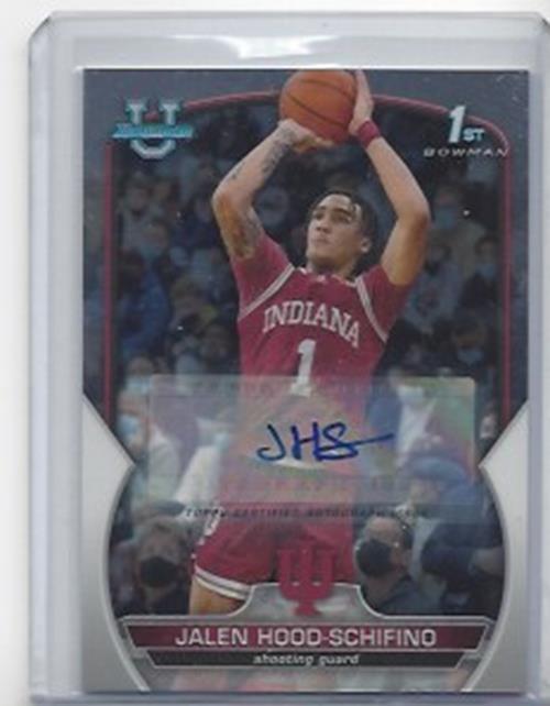JALEN HOOD-SCHIFINO 2023 BOWMAN CHROME UNIVERSITY 1ST INDIANA AUTO RC #57