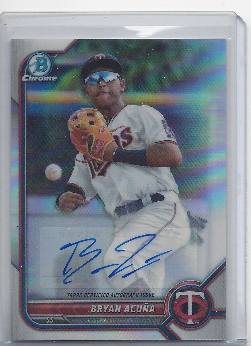 BRYAN ACUNA 2022 BOWMAN DRAFT CHROME PHOTO VARIATION REFRACTOR AUTO #D 53/99