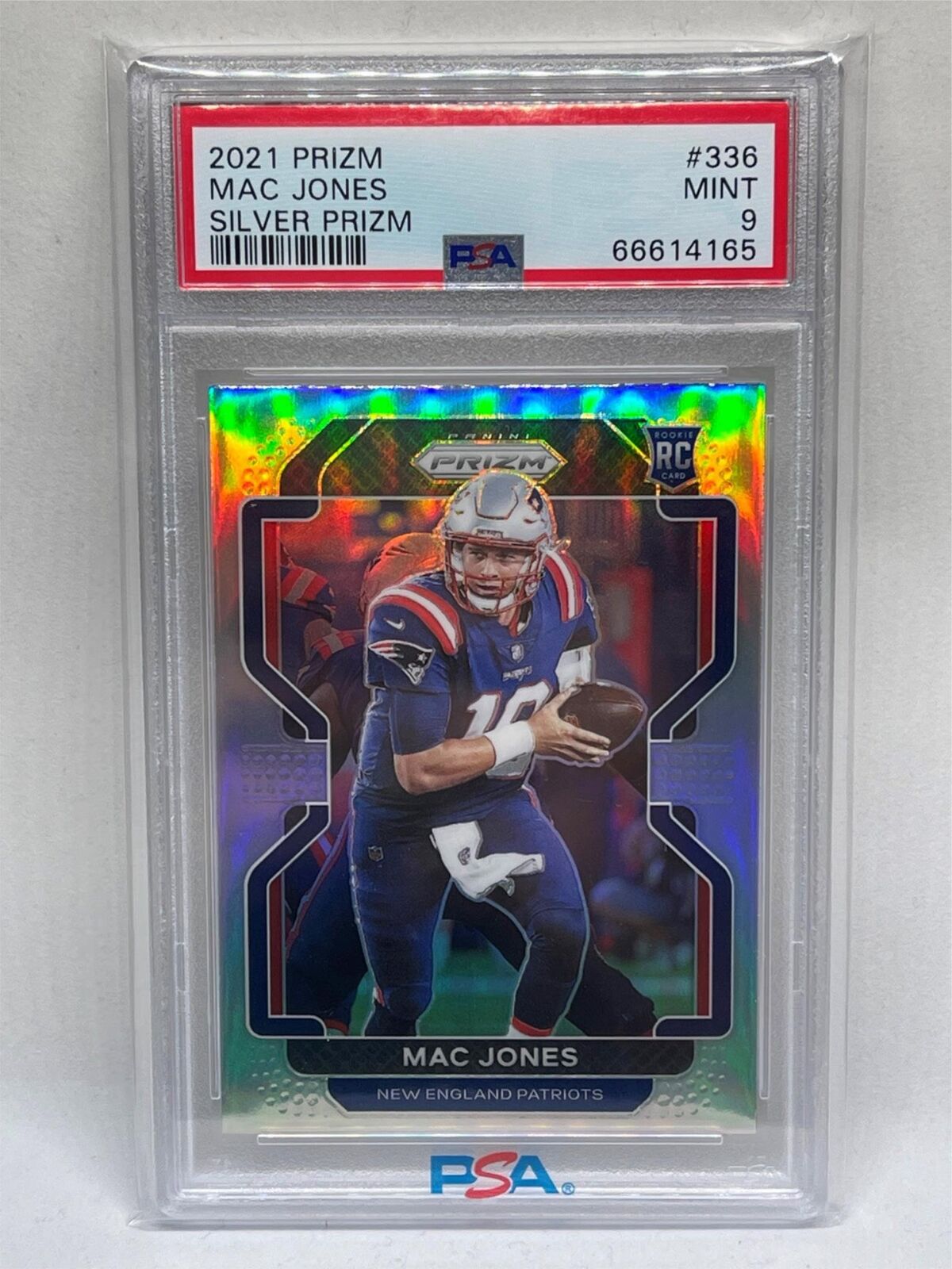 MAC JONES 2021 PANINI PRIZM SILVER PRIZM ROOKIE RC #336 PSA 9 MINT