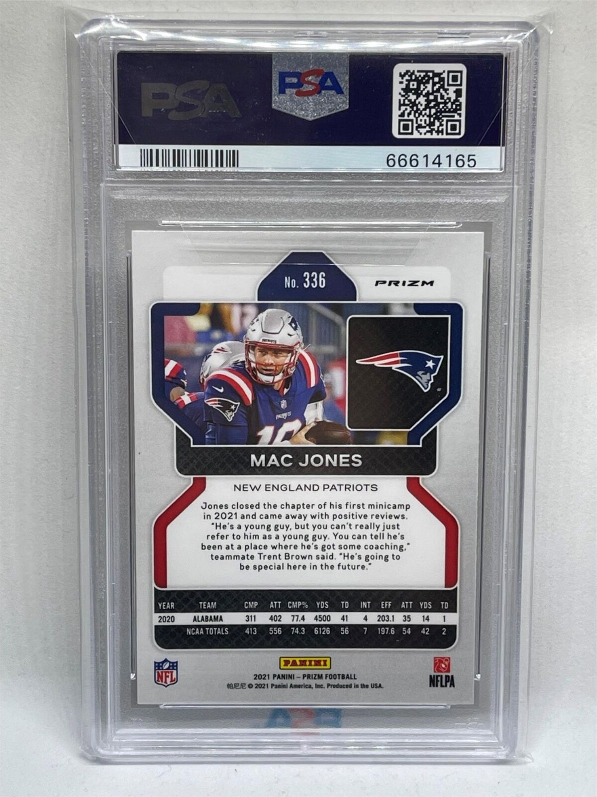 MAC JONES 2021 PANINI PRIZM SILVER PRIZM ROOKIE RC #336 PSA 9 MINT
