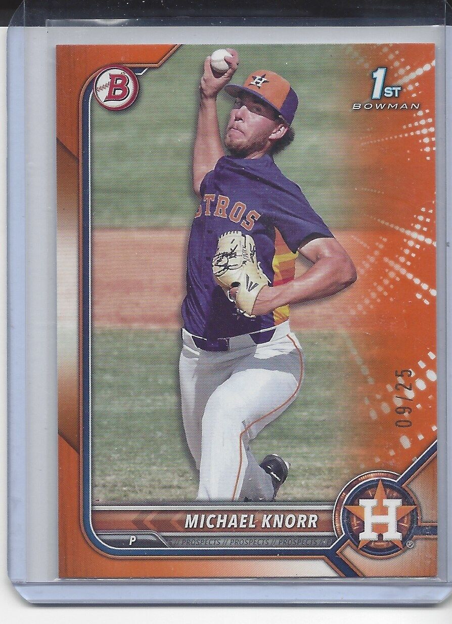 MICHAEL KNORR 2022 BOWMAN DRAFT 1ST ORANGE PROSPECT #D 9/25