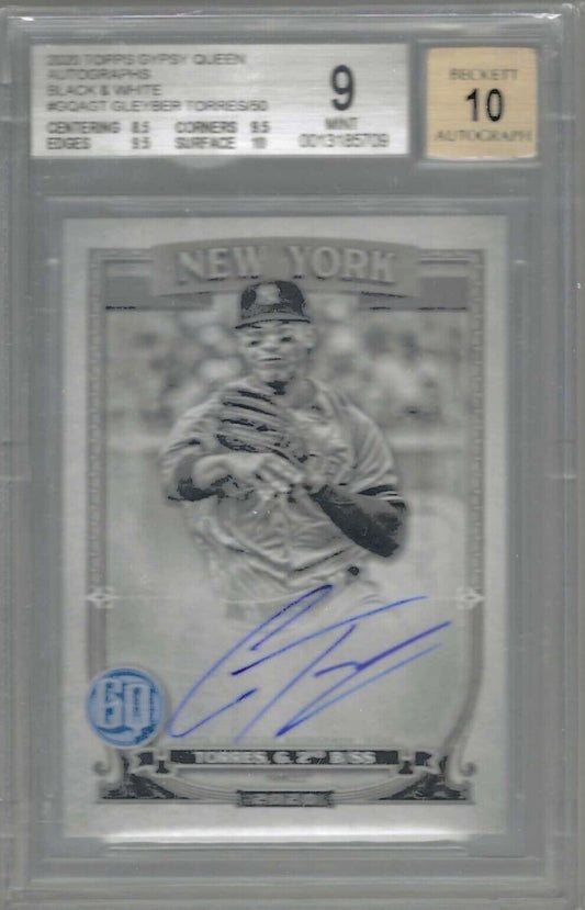 GLEYBER TORRES 2020 TOPPS GYPSY QUEEN BLACK & WHITE AUTO /50 BGS 9 w 10 AU POP 3