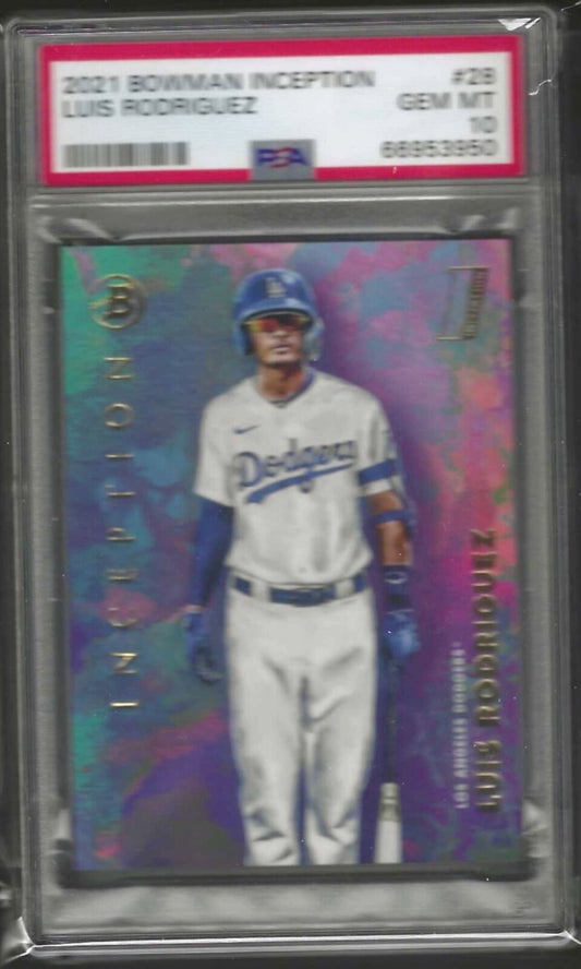 LUIS RODRIGUEZ 2021 BOWMAN INCEPTION INITIATION PROSPECT #28 PSA 10 GEM POP 1/1