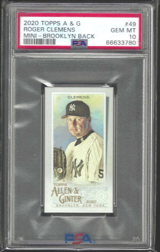 ROGER CLEMENS 2020 ALLEN AND GINTER BROOKLYN BACK MINI /25 PSA 10 GEM POP 1/1