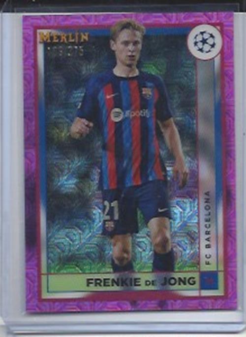 FRENKIE DE JONG 2022-23 TOPPS MERLIN CHROME PINK MOJO REFRACTOR #D 109/275