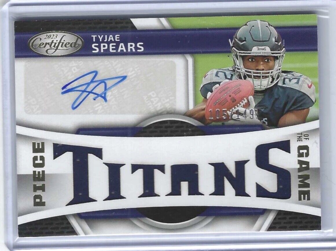 TYJAE SPEARS 2023 PANINI CERTIFIED PIECE OF THE GAME PATCH AUTO RC #D 105/149