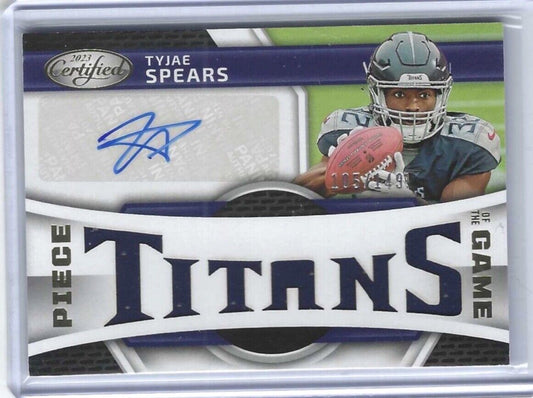 TYJAE SPEARS 2023 PANINI CERTIFIED PIECE OF THE GAME PATCH AUTO RC #D 105/149