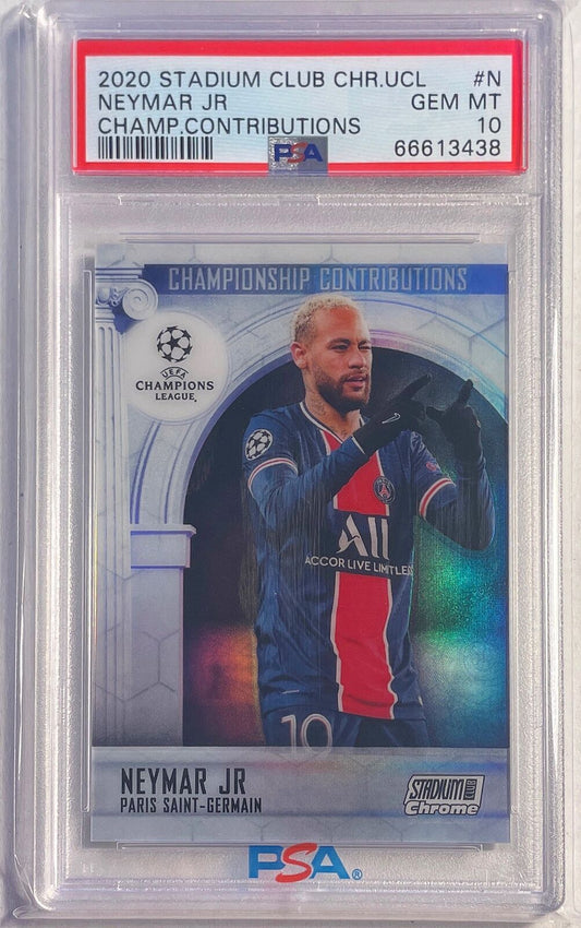 NEYMAR JR. 2020-21 STADIUM CLUB CHROME CHAMPIONSHIP CONTRIBUTIONS PSA 10 POP 2