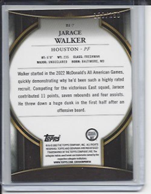 JARACE WALKER 2023 BOWMAN CHROME UNIVRSTY INVICTA LAVA RAYWAVE REFRACTOR RC /150