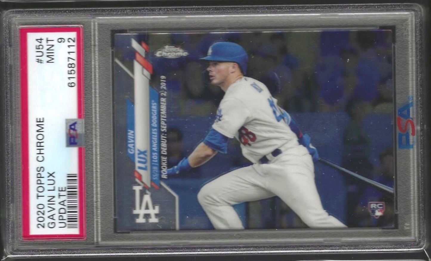 GAVIN LUX 2020 TOPPS CHROME UPDATE ROOKIE RC #U-54 PSA 9 MINT