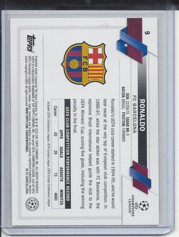 RONALDO 2022-23 TOPPS CLUB COMPETITIONS SP RARE PHOTO VARIATION BARCELONA #9
