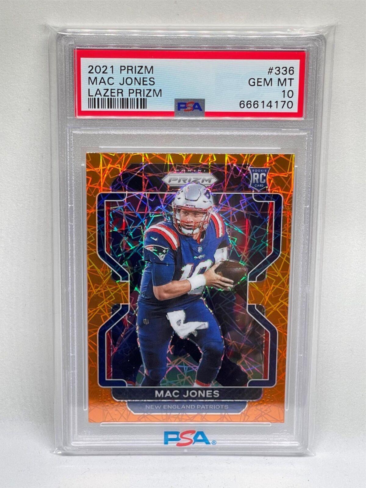 MAC JONES 2021 PANINI PRIZM ORANGE LAZER PRIZM ROOKIE RC #336 PSA 10 GEM MINT