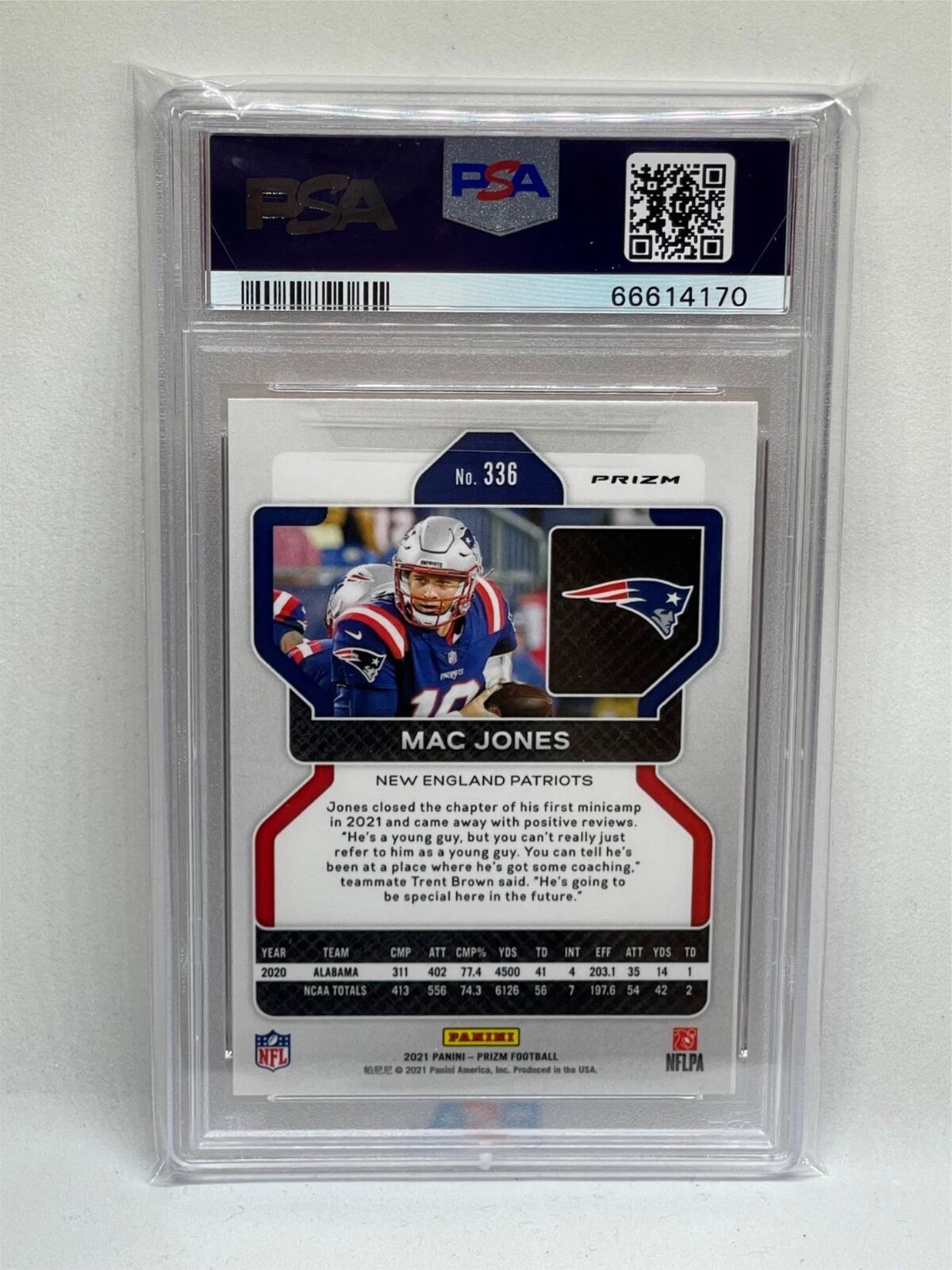 MAC JONES 2021 PANINI PRIZM ORANGE LAZER PRIZM ROOKIE RC #336 PSA 10 GEM MINT