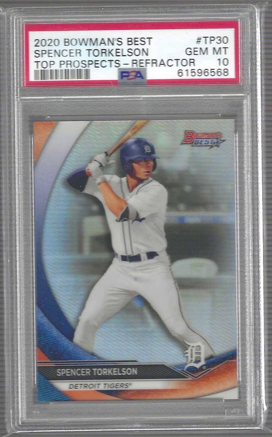 SPENCER TORKELSON 2020 BOWMANS BEST TOP PROSPECTS REFRACTOR #TP-30 PSA 10 GEM