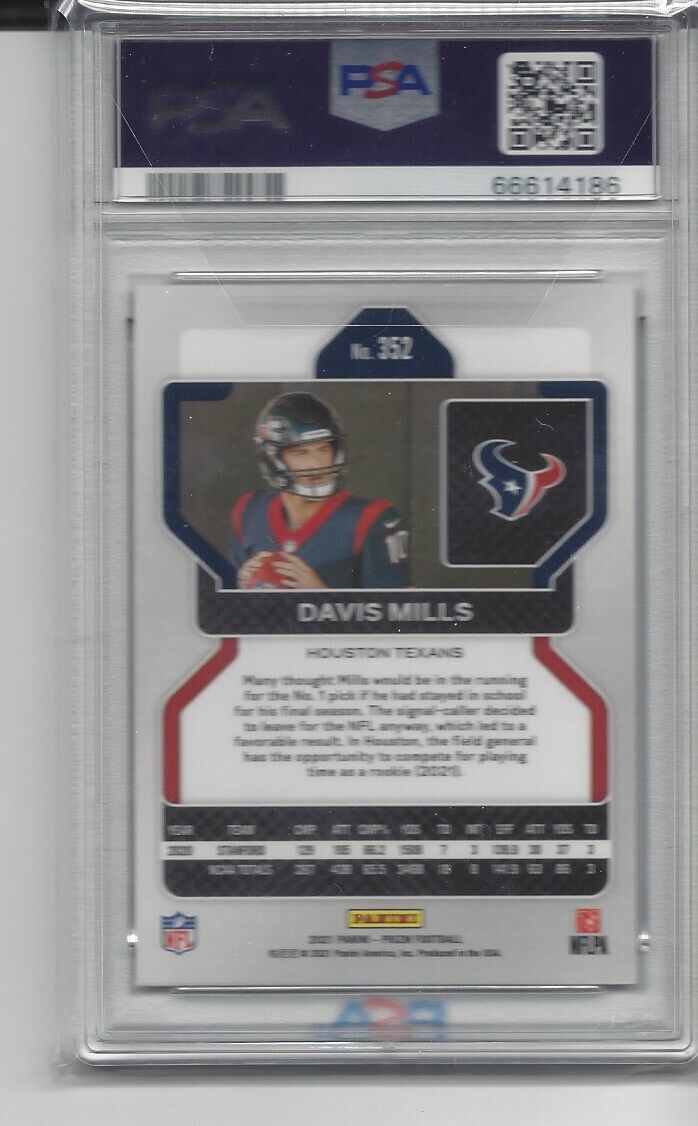 DAVIS MILLS 2021 PANINI PRIZM TRUE ROOKIE RC #352 PSA 10 GEM MINT