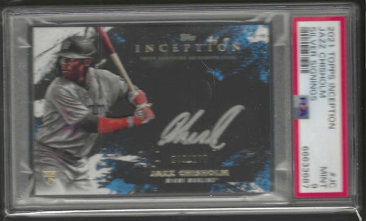 JAZZ CHISHOLM 2021 TOPPS INCEPTION SILVER SIGNINGS AUTO RC #D /100 PSA 9 POP 4