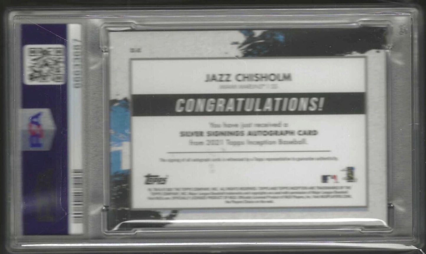 JAZZ CHISHOLM 2021 TOPPS INCEPTION SILVER SIGNINGS AUTO RC #D /100 PSA 9 POP 4