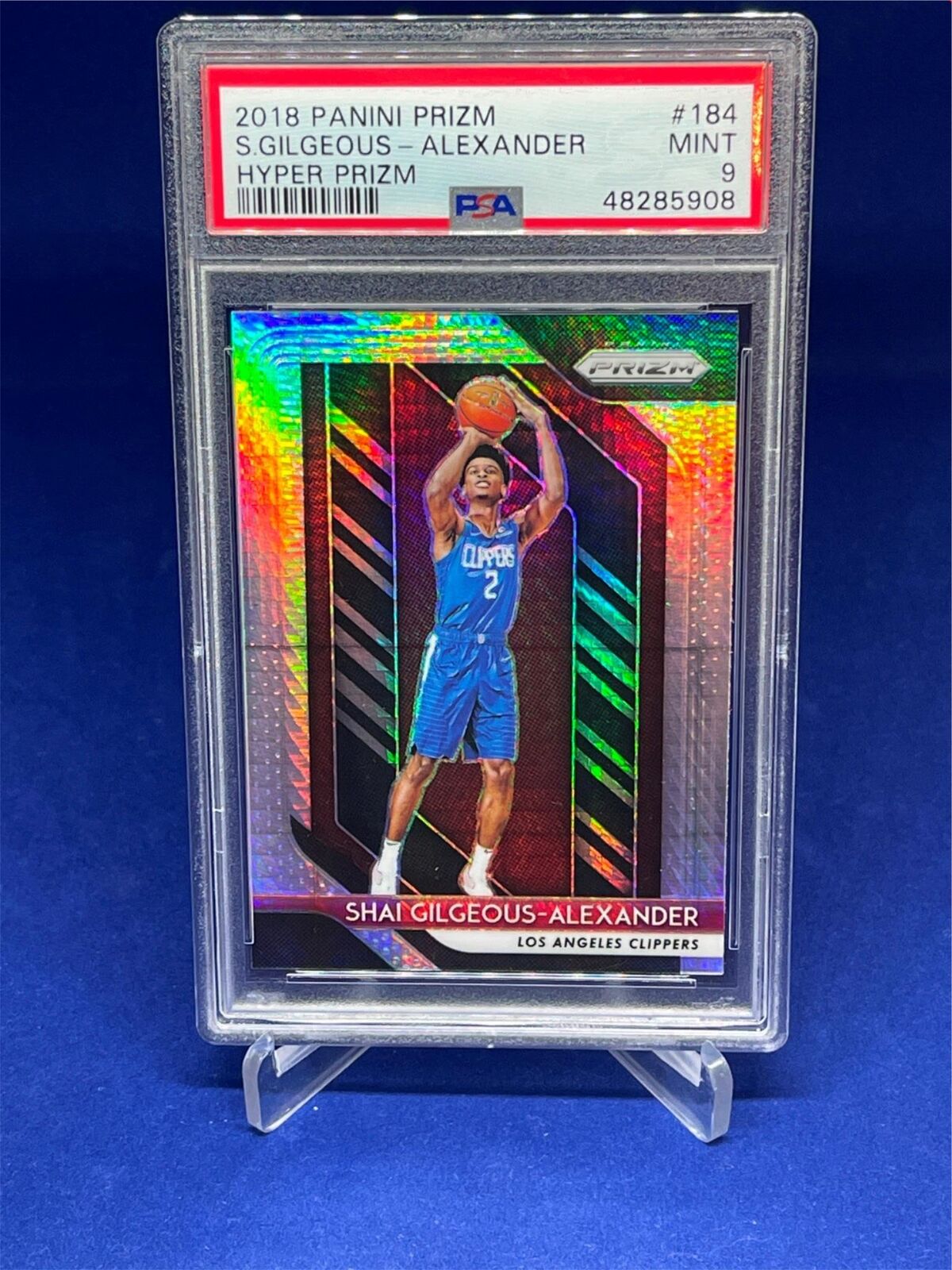 SHAI GILGEOUS-ALEXANDER 2018-19 PANINI PRIZM HYPER PRIZMS ROOKIE RC #184 PSA 9