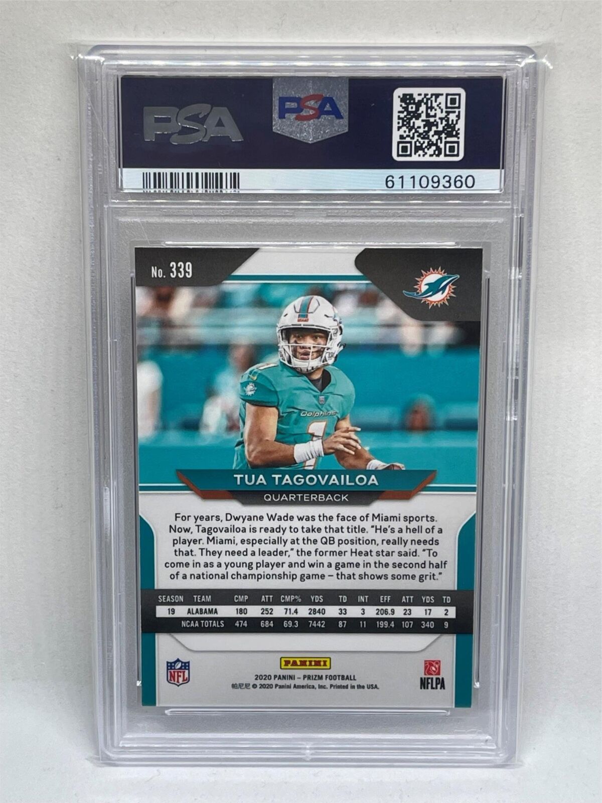 TUA TAGOVAILOA 2020 PANINI PRIZM SP NEGATIVE VARIATION ROOKIE RC #339 PSA 9 MINT