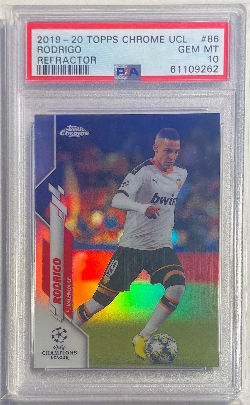 RODRIGO 2019-20 TOPPS CHROME UCL REFRACTOR #86 PSA 10 GEM MINT POP 5