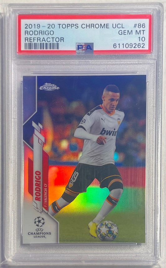 RODRIGO 2019-20 TOPPS CHROME UCL REFRACTOR #86 PSA 10 GEM MINT POP 5
